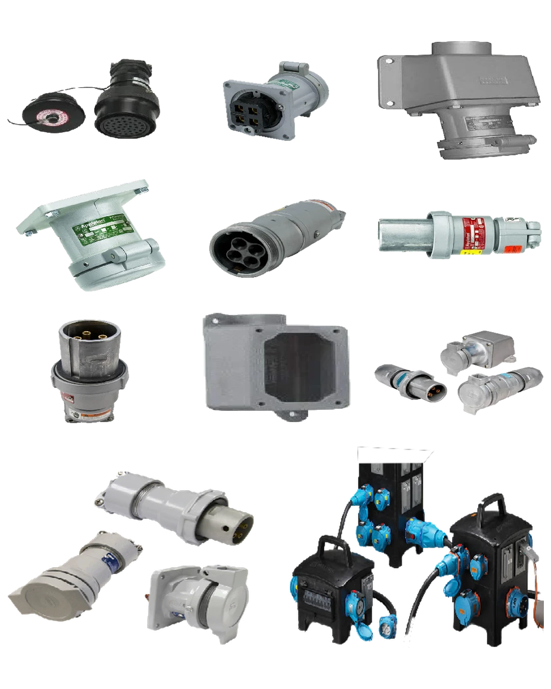 Industrial plugs, connectors and receptacles