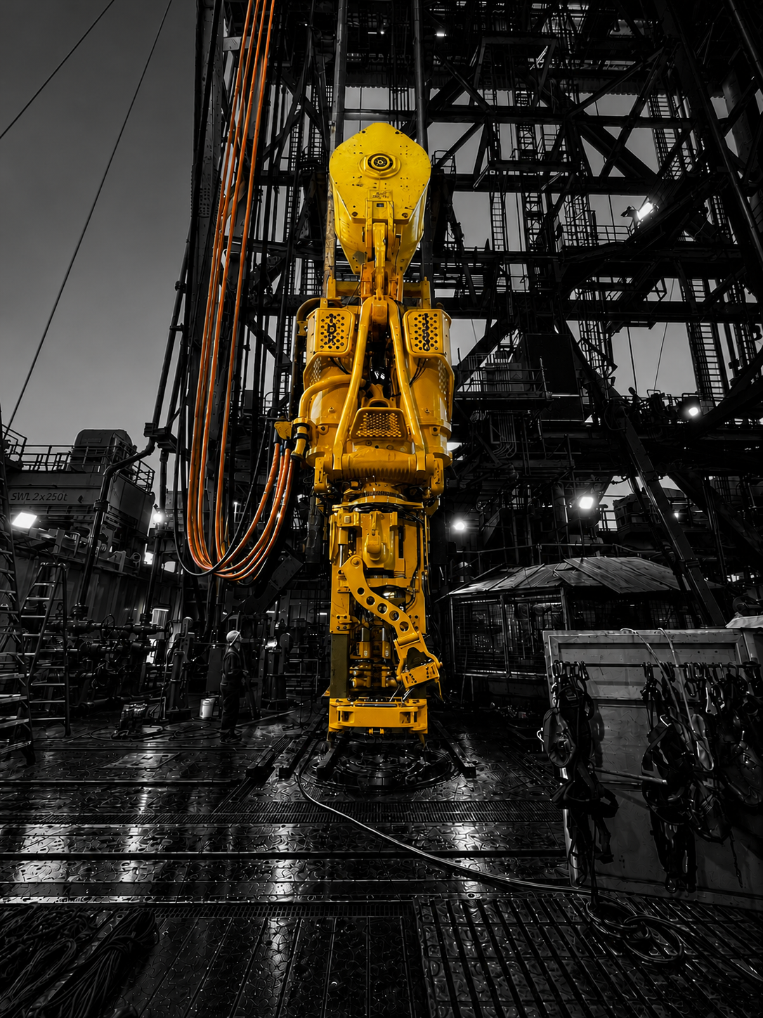 Drilling rig top drive with OG Brand service loops